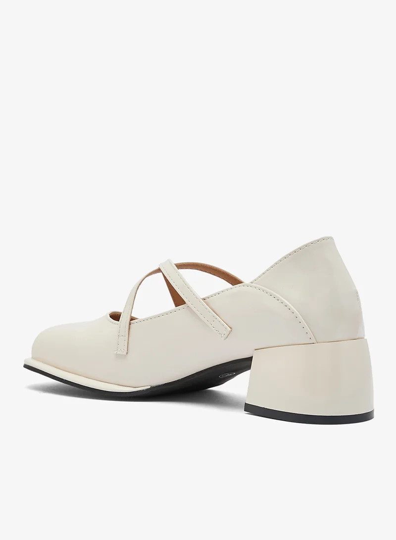 Ginger  Strap Detail Block Heel Mary Janes for Women | Best Price UAE
